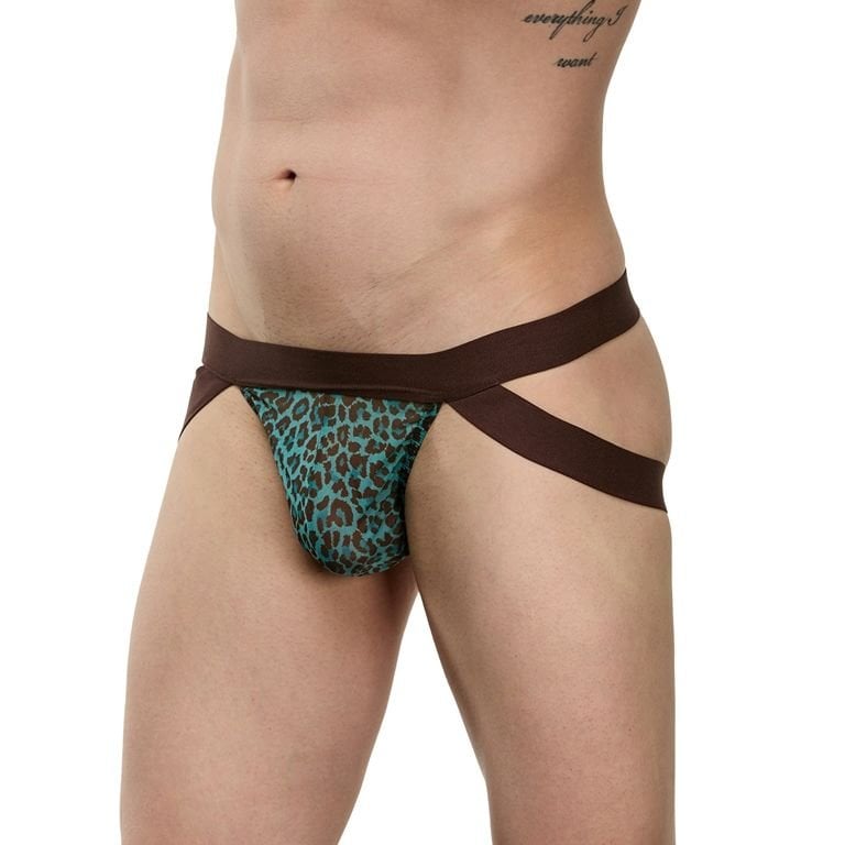 Erkek  Mavi Leopar Jockstrap String
