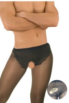 Erkek Siyah İNCE Fantezi Külotlu Çorap