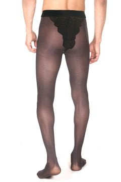 Erkek Siyah İNCE Fantezi Külotlu Çorap