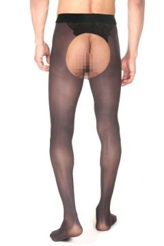 Erkek Siyah İNCE Fantezi Külotlu Çorap