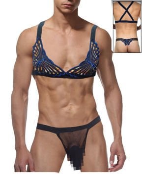 Erkek Kelebekli Sütyen String Takım