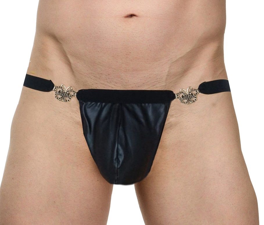 Erkek Deri Kelebek Taşlı Süspansiyon  String