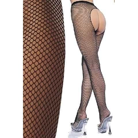 Arkası Açık  Siyah File Külotlu Çorap