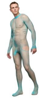 Erkek  Mavi File Vücut Çorabı