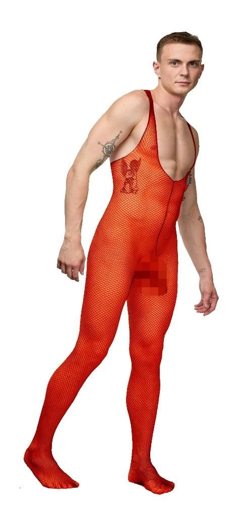 Erkek Kırmızı File Vücut Çorap