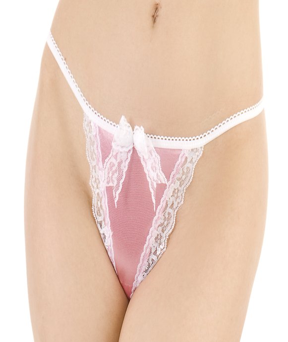 Pembe Saten Kadın G- String