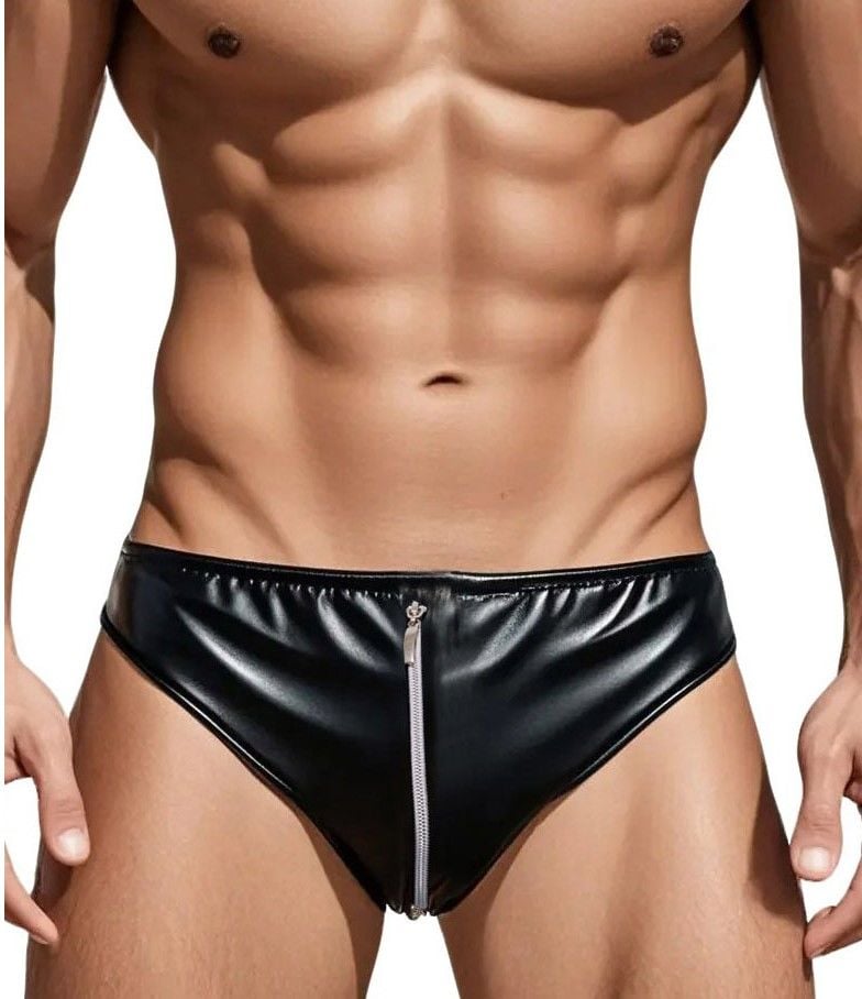 Erkek Deri Fermuarlı Tanga
