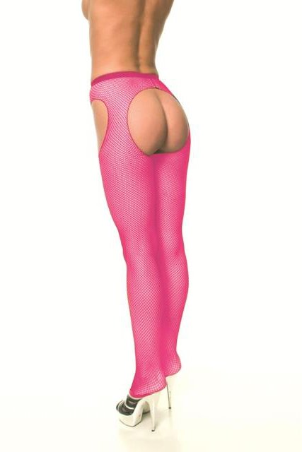 Ağsız Dekolteli Fuşya File Külotlu Çorap