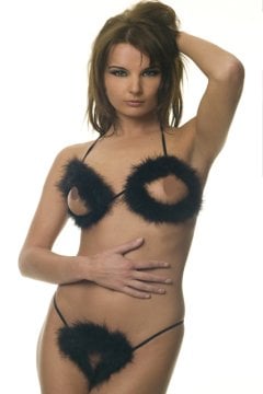 Siyah Erotik Kadın Tüylü Çamaşır