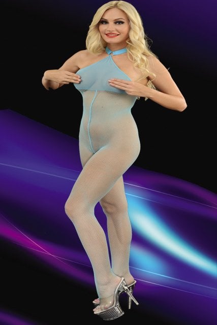 Mavi File Kadın Vücut Çorabı